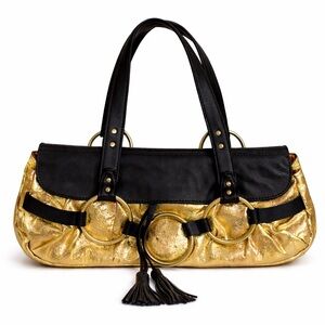 VINTAGE GIANNI BINI GOLD LEATHER BOHO SHOULDER BAG